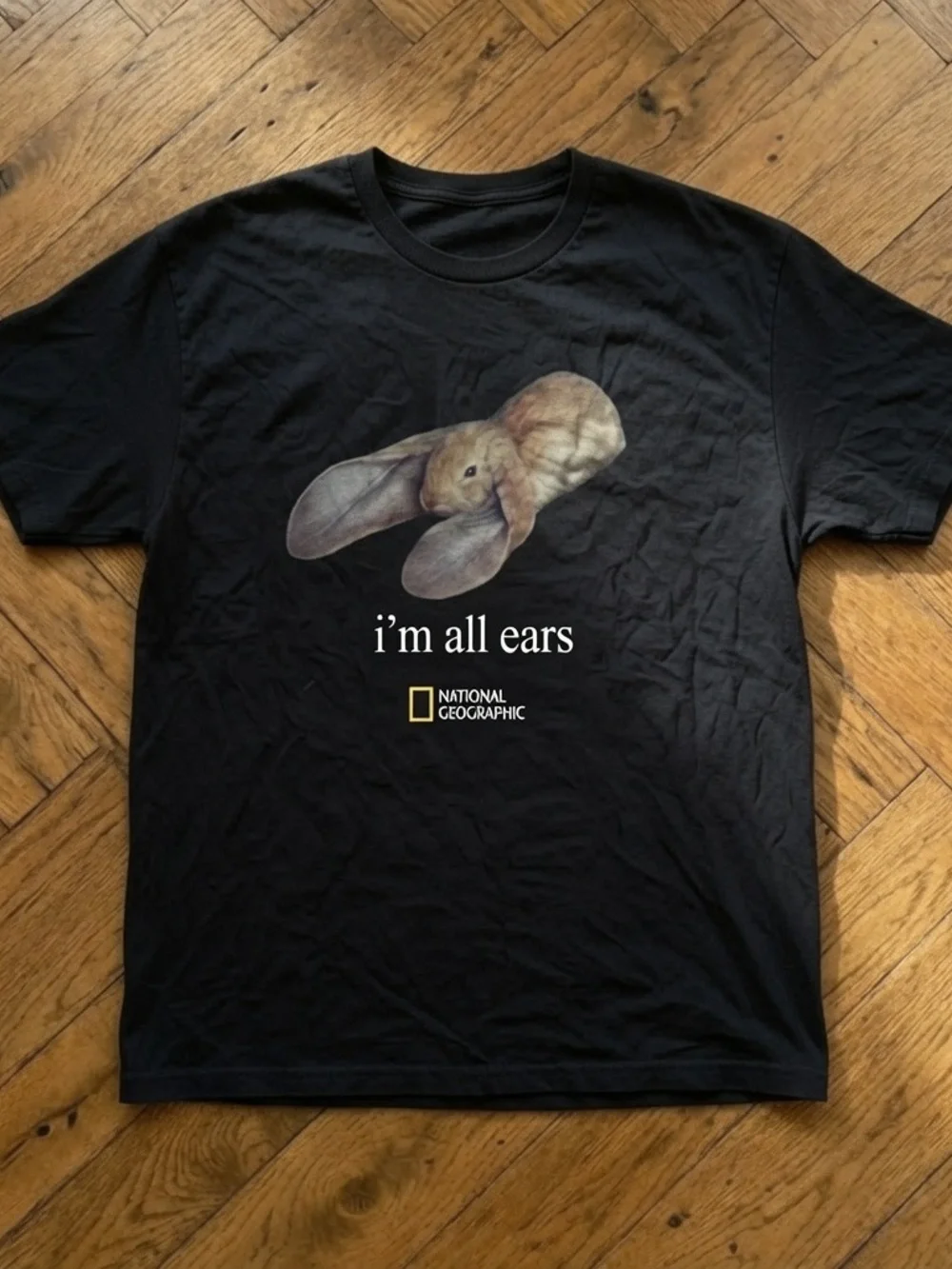 Gildan Black National Geographic 'I'm All Ears' Bunny Graphic Tee